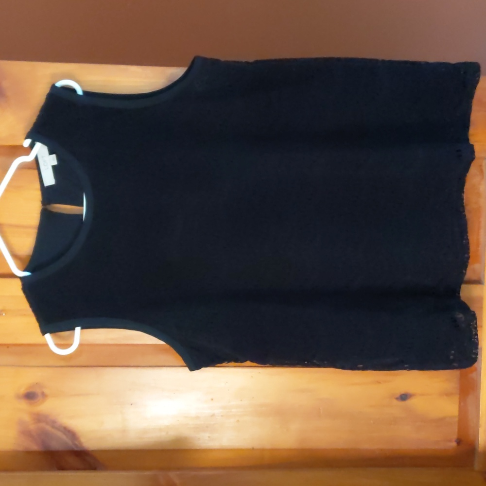 LOFT* velvet lace shell size L sleeveless lined tunic top blouse